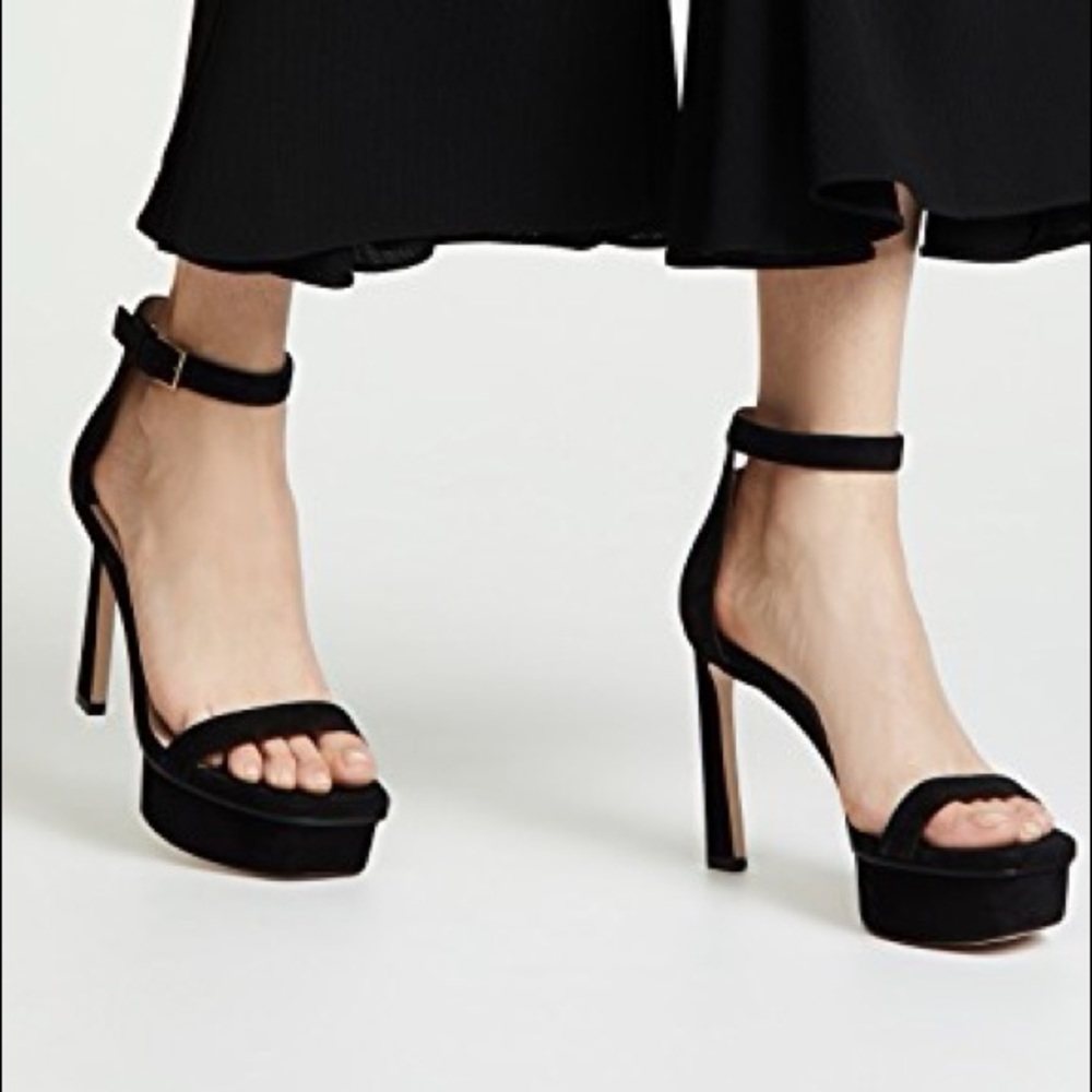 Stuart Weitzman Disco Heel Black Suede